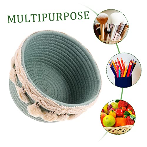 Cabilock with for Bin Multipurpose Pastoral Rope Cotton Nursery Blankets Holder Paper Organizer Toy Bedroom Decorative Toiletries Ball Organizing Small Hamper Toilet Woven Style Desktop