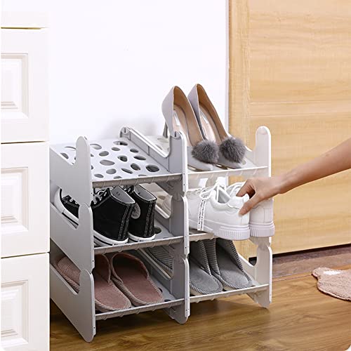 CUSNESTAL Shoe Stacker Slotz Space Saver, Shoe Racks for Closet Organization Durable Plastic Shoes Holder for Home Office Storage, White, 4 Pack