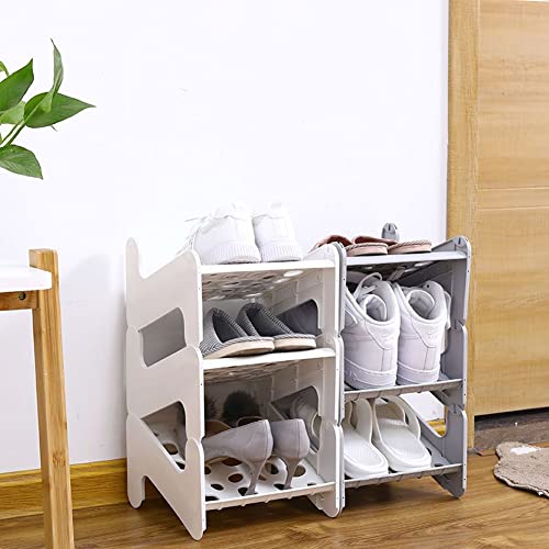 CUSNESTAL Shoe Stacker Slotz Space Saver, Shoe Racks for Closet Organization Durable Plastic Shoes Holder for Home Office Storage, White, 4 Pack