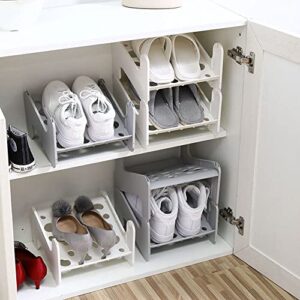 CUSNESTAL Shoe Stacker Slotz Space Saver, Shoe Racks for Closet Organization Durable Plastic Shoes Holder for Home Office Storage, White, 4 Pack