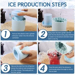 Cylinder Silicone Ice Cube Mold, New 3D Ice Cubes Maker, Decompress Ice Lattice, Press-Type Easy-Release Ice Cup (Blue-Green)