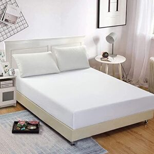 Bedecor Queen Fitted Sheet Only,21 inch Extra Deep Pocket White Bottom Bed Sheet, Soft Breathable,Stay in Place,for Pillow Top Mattress Thick Mattress