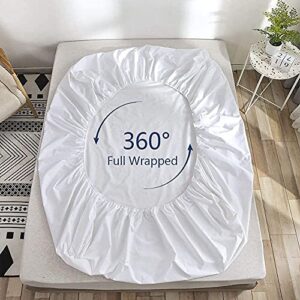 Bedecor Queen Fitted Sheet Only,21 inch Extra Deep Pocket White Bottom Bed Sheet, Soft Breathable,Stay in Place,for Pillow Top Mattress Thick Mattress