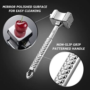 Meat Tenderizer Stainless Steel - Premium Classic Meat Hammer - Kitchen Meat Mallet - Chicken, Conch, Veal Cutlets Meat Tenderizer Tool - Meat Pounder Flattener - Non-SLIP Grip with 5 years Warranty