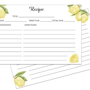 Heart&Berry Lemon Recipe Cards 4x6 Double Sided - Set Of 50 Thick Recipe Cards