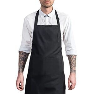 hxorbis 1 pack of black adjustable bib apron, waterproof, with 2 pockets, neck strap and extra long tie, cooking kitchen aprons for women, men chef,funny grilling, bbq drawing, waitress apron