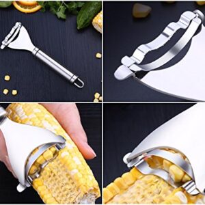 Corn Peeler, Magic Corn stripper for corn on the cob remover tool,Stainless steel multifunctional Kitchen Grips Corn planer Cob Cutter kernels, with Hand Protect