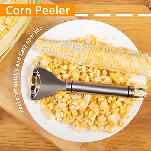 Corn Peeler, Magic Corn stripper for corn on the cob remover tool,Stainless steel multifunctional Kitchen Grips Corn planer Cob Cutter kernels, with Hand Protect