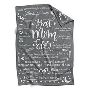 Best Mom Ever Gifts for Mom, Mothers Day Blankets from Daughter Son, Letter Warm Soft Throw Blankets for Mom, Best Mom Ever Blankets, Mom Gifts for Birthday, Mothers Day, 50" x 70"