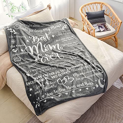 Best Mom Ever Gifts for Mom, Mothers Day Blankets from Daughter Son, Letter Warm Soft Throw Blankets for Mom, Best Mom Ever Blankets, Mom Gifts for Birthday, Mothers Day, 50" x 70"