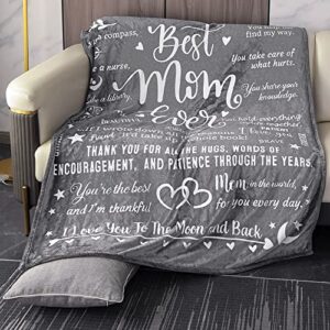 Best Mom Ever Gifts for Mom, Mothers Day Blankets from Daughter Son, Letter Warm Soft Throw Blankets for Mom, Best Mom Ever Blankets, Mom Gifts for Birthday, Mothers Day, 50" x 70"