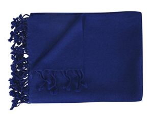 peach couture home collection luxuriously warm and soft cashmere throw blanket 50 x 60 in (royal blue)