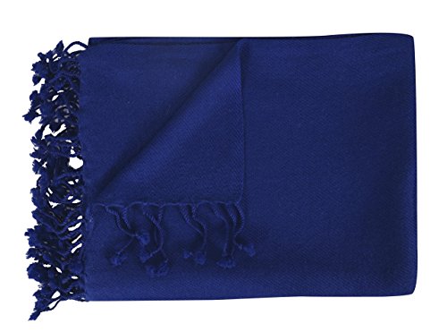 Peach Couture Home Collection Luxuriously Warm and Soft Cashmere Throw Blanket 50 x 60 in (Royal Blue)