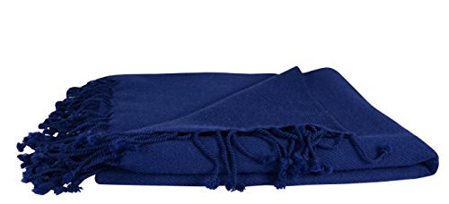 Peach Couture Home Collection Luxuriously Warm and Soft Cashmere Throw Blanket 50 x 60 in (Royal Blue)