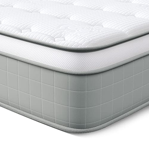 Vesgantti Queen Mattresses, 10 Inch Innerspring Hybrid Queen Size Mattress, Pressure Relief Pocket Spring Queen Bed Mattress in a Box with Breathable Memory Foam, Medium Firm Plush, CertiPUR-US