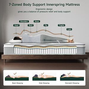 Vesgantti Queen Mattresses, 10 Inch Innerspring Hybrid Queen Size Mattress, Pressure Relief Pocket Spring Queen Bed Mattress in a Box with Breathable Memory Foam, Medium Firm Plush, CertiPUR-US