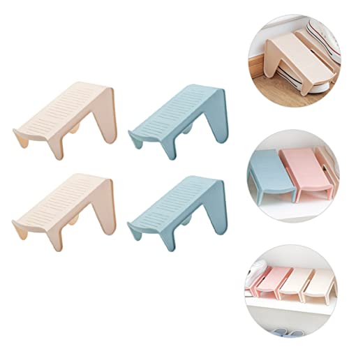 LIFKOME Double Layer Shoe Tray Sneaker Rack Clear Shoe Rack Shoes Slots Rack Closet Shoes Organizer Sneakers Holder Shoes Shelf Shoes Holder Shoes Stand Household Products Blue Pp 4pcs