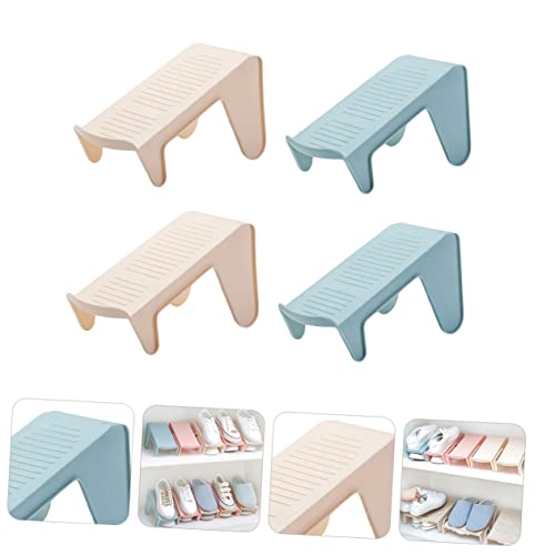 LIFKOME Double Layer Shoe Tray Sneaker Rack Clear Shoe Rack Shoes Slots Rack Closet Shoes Organizer Sneakers Holder Shoes Shelf Shoes Holder Shoes Stand Household Products Blue Pp 4pcs