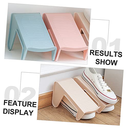 LIFKOME Double Layer Shoe Tray Sneaker Rack Clear Shoe Rack Shoes Slots Rack Closet Shoes Organizer Sneakers Holder Shoes Shelf Shoes Holder Shoes Stand Household Products Blue Pp 4pcs