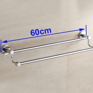 FCMLD Stainless Steel Bathroom Double Towel Rack Free Punch Toilet Toilet Towel Rack Wall-Mounted Towel Rack