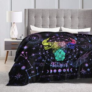 Taurus Constellation Blanket Zodiac Sign Throw Blanket Astrology Flannel Throw Blanket Constellation Gifts Blanket for Women Men 60"X50"