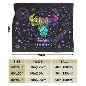 Taurus Constellation Blanket Zodiac Sign Throw Blanket Astrology Flannel Throw Blanket Constellation Gifts Blanket for Women Men 60"X50"