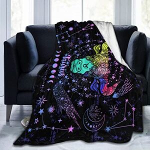 Taurus Constellation Blanket Zodiac Sign Throw Blanket Astrology Flannel Throw Blanket Constellation Gifts Blanket for Women Men 60"X50"