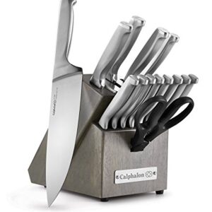 Calphalon Kitchen Knife Set with Self-Sharpening Block, 15-Piece Classic High Carbon Knives