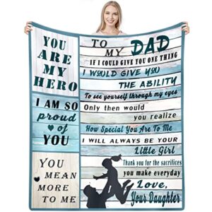 dad gifts from daughter son, dad birthday gift, fathers day birthday gifts for dad, dad blanket, super soft flannel throw blanket 60" × 50", blue