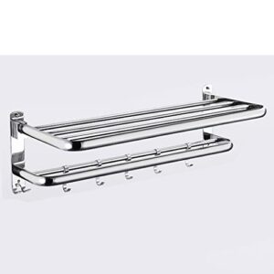 fcmld folding movable bath towel shelf stainless steel bathroom towel rack holder storage shelf hook accessories (color : d, size : 38cm)