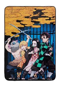 surreal entertainment demon slayer blanket- officially licensed merchandise from the anime demon slayer- comfy lightweight fleece, throw, 45x60 inches (yellow)