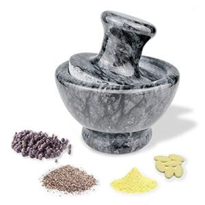 luolao marble mortar and pestle set, pill crusher and spice stone grinder, 3.7 inch, 1/2 cup, grinding is efficient and labor-saving (black)