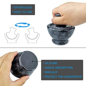 LUOLAO Marble Mortar and Pestle Set, Pill Crusher and Spice Stone Grinder, 3.7 Inch, 1/2 Cup, Grinding is Efficient and Labor-Saving (Black)