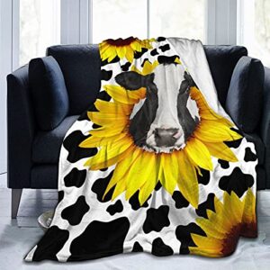cow print sunflower flannel fleece blanket plush blanket air conditioning blanket throw blanket ultra-soft cozy blankets for bed couch chair car living room 50"x40"
