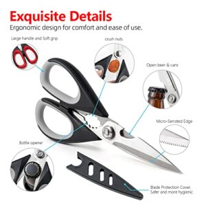 Tpotato kitchen scissors,kitchen shears heavy duty dishwasher safe,Stainless Steel Sharp utility food cooking Scissors multipurpose with cover cutting Meat, Poultry, Vegetables, fish,2 Pack