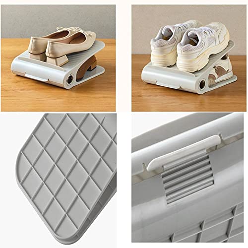 Gyinsoo Double Enlarged Shoe Rack, Double Layer Shoe Storage Rack Adjustable Shoe Slots Organizer Organizer for Closets Space Saver Shoe Rack Holder Organizer (Grey(2PCS))