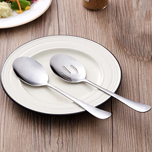 6 Pieces Serving Spoons Set, 8.7 Inch Serving Spoon, Includes 3 Serving Spoons and 3 Slotted Spoons, Stainless Steel Buffet Banquet Spoons, Large Spoons Utensils Cutlery Set for Home, Kitchen