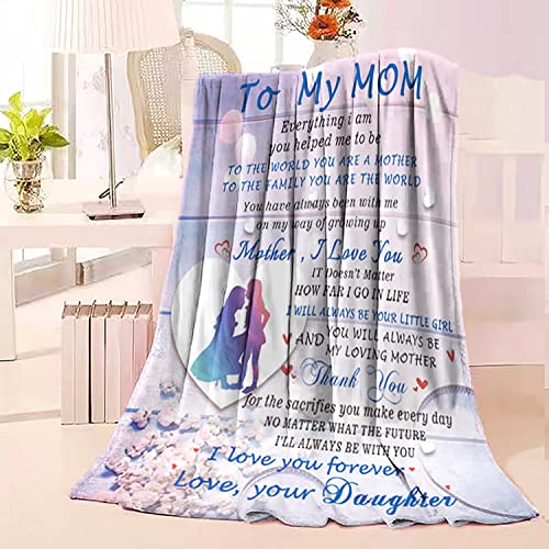 Mom Gifts from Daughter, Mothers Day Blanket Gifts for Mom, Mom Birthday Gifts from Daughter, Soft & Cozy Flannel Throw Blanket Gift for Mom, Mom Blanket 60"x50"