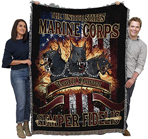 Pure Country Weavers US Marine Corps - The Devil Dog Semper Fidelis Blanket - Gift Military Tapestry Throw Woven from Cotton - Made in The USA (72x54)