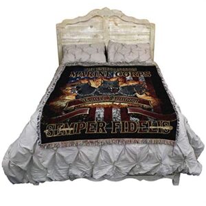 Pure Country Weavers US Marine Corps - The Devil Dog Semper Fidelis Blanket - Gift Military Tapestry Throw Woven from Cotton - Made in The USA (72x54)