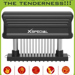 Bold XL Meat Tenderizer Tool 60-Blades Stainless Steel, Ease to Use & Clean - Kitchen Gadgets with Sharp Needle Makes The Toughest Steak Tender - No More Pounding Hammer Or Mallet