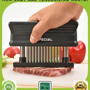 Bold XL Meat Tenderizer Tool 60-Blades Stainless Steel, Ease to Use & Clean - Kitchen Gadgets with Sharp Needle Makes The Toughest Steak Tender - No More Pounding Hammer Or Mallet