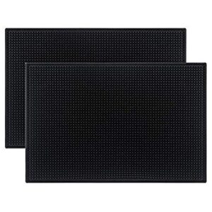 Tebery 2 Pack Rubber Bar Mat 18 x 12, Thick Durable and Stylish Black Bar Spill Mat. Non Slip, Non-Toxic, Service Mat for Coffee, Bars, Restaurants Counter Top