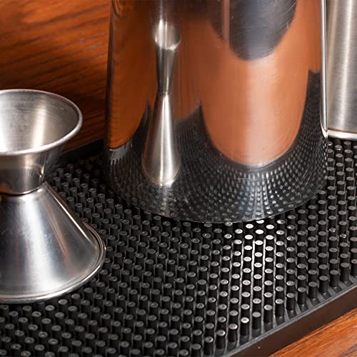 Tebery 2 Pack Rubber Bar Mat 18 x 12, Thick Durable and Stylish Black Bar Spill Mat. Non Slip, Non-Toxic, Service Mat for Coffee, Bars, Restaurants Counter Top
