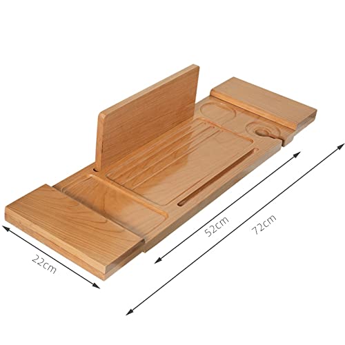 YEBDD Bathtub Tray Bath Tray Wooden Bathroom Storage Spa Bath Tub Tray Bridge Shelf Organizer Reading Rack (Size : 72cm)