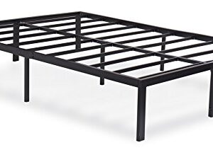 Olee Sleep 10 inch Omega Hybrid Gel Infused Memory Foam and Pocket Spring Mattress (Queen) & 14 Inch Heavy Duty Steel Slat/Anti-Slip Support/Easy Assembly/Mattress Foundation/Bed Frame, Queen