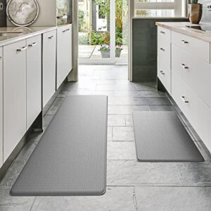 homergy anti fatigue kitchen mats for floor 2 piece set, memory foam cushioned rugs, comfort standing desk mats for office, home, laundry room, waterproof & ergonomic, 17.3x30.3 and 17.3x59