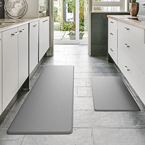 Homergy Anti Fatigue Kitchen Mats for Floor 2 Piece Set, Memory Foam Cushioned Rugs, Comfort Standing Desk Mats for Office, Home, Laundry Room, Waterproof & Ergonomic, 17.3x30.3 and 17.3x59