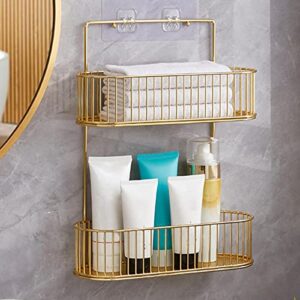 TAYSTE Bathroom Storage Basket Shampoo Holder Wall Mount Shower Shelf Caddy No Drill for Kitchen Utensils and Tools Double Layers