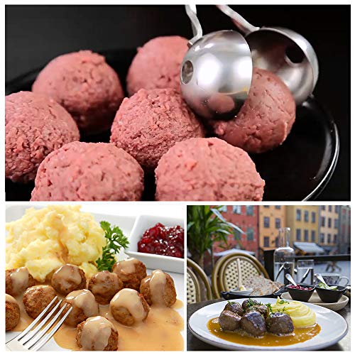 Meat Baller, 2 PCS None-Stick Meatball Maker with Detachable Anti-Slip Handles, Stainless Steel Meat Baller Tongs, Cake Pop, Ice Tongs, Cookie Dough Scoop for Kitchen (1.38"&1.78")